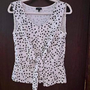 Talbots Tie Front Petal Print Sleeveless Tank Top